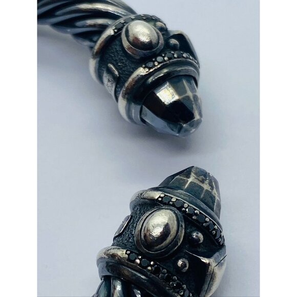 DAVID YURMAN DARKENED BLACKENED STERLING SILVER RENAISSANCE 10MM CUFF DIAMONDS - Picture 7 of 12